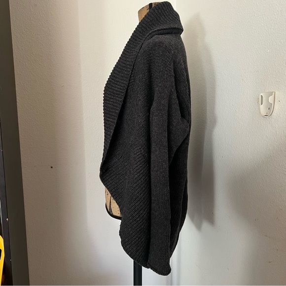 J. Jill Gray Wool Blend Open Front Chunky Knit Cardigan Womens Size M Boho - Picture 2 of 8